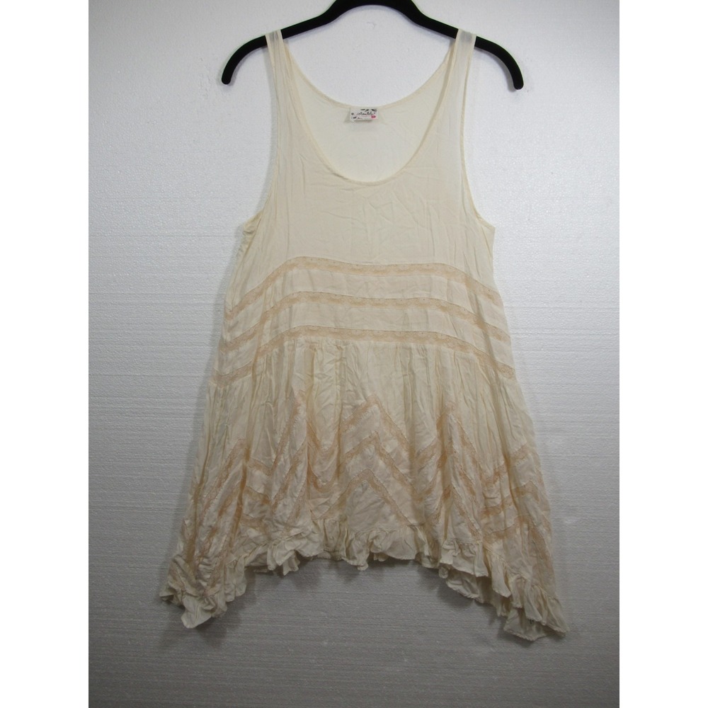Intimately Free People Trapeze Mini Dress Women Small Ivory Lace Sleeveless